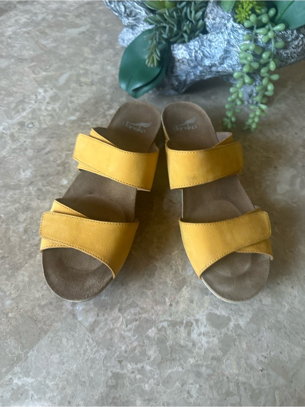 Dansko Yellow Double-Strap Slide Sandals